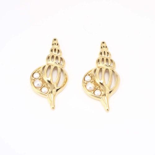 304 roestvrij staal Hanger, met Plastic Pearl, DIY & hol, gouden, Verkocht door PC