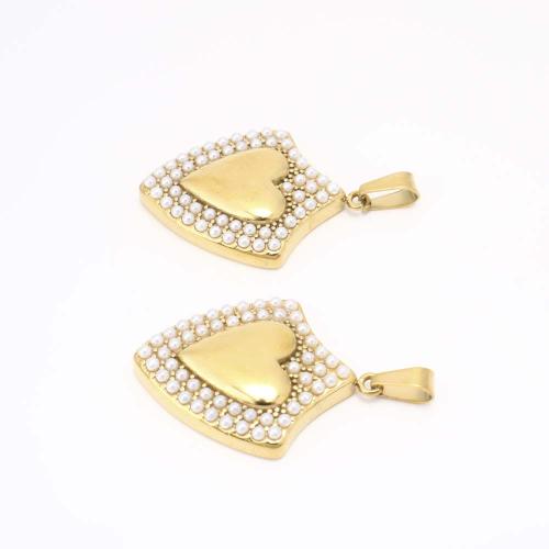 304 roestvrij staal Hanger, met Plastic Pearl, DIY, gouden, Verkocht door PC