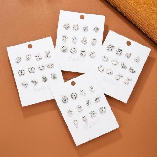Rostfritt stål Stud Örhängen, 304 rostfritt stål, silver pläterad, mode smycken & olika stilar för val, silver, 6/Par, Säljs av Par