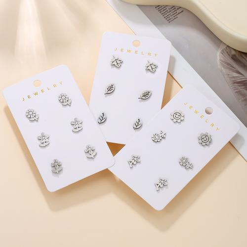 Roestvrij staal Stud Earrings, 304 roestvrij staal, silver plated, mode sieraden & verschillende stijlen voor de keuze, meer kleuren voor de keuze, 3/pair, Verkocht door pair