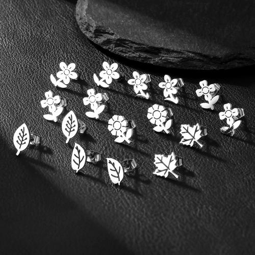 Серьги из нержавеющей стали, Нержавеющая сталь 304, плакирован серебром, ювелирные изделия моды & разные стили для выбора, Много цветов для выбора, продается Пара
