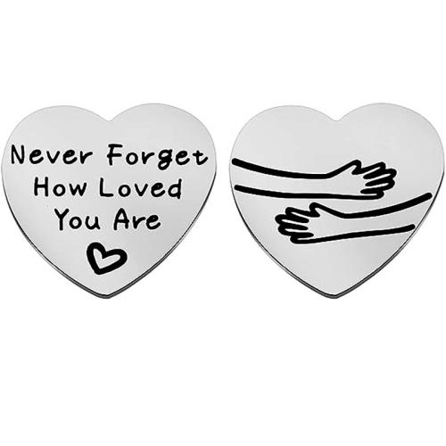 acero inoxidable 304 Moneda conmemorativa, Corazón, unisexo & diverso tamaño para la opción & diferentes patrones para la opción, color original, Vendido por UD