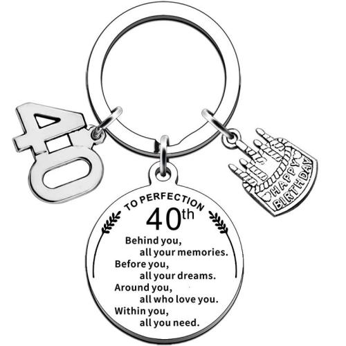 304 Stainless Steel Key spona, s Zinek, Flat Round, unisex & různé styly pro výběr & s písmenem vzorem, Původní barva, 60mm, Prodáno By PC
