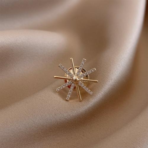 liga de zinco broche, Floco de neve, cromado de cor dourada, para mulher & com strass, 18mm, vendido por PC