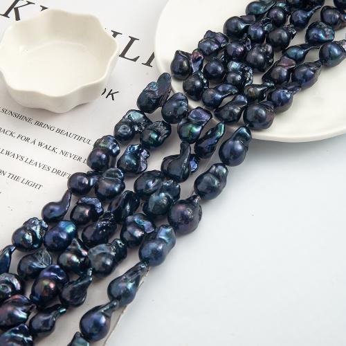 Pérolas de água doce grânulos, miçangas, Irregular, DIY, preto, 25x15mm, 18PCs/Strand, vendido por Strand