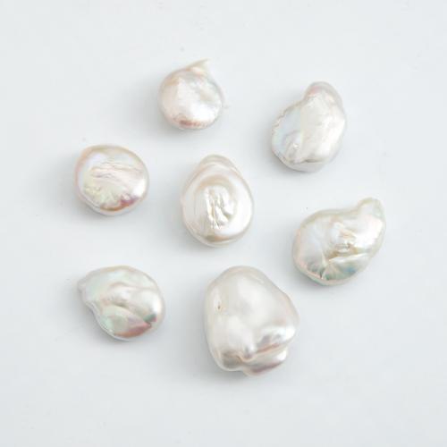 Ferskvandsperle Bead, Uregelmæssig, du kan DIY & ingen hul, hvid, 26x23mm, Solgt af PC