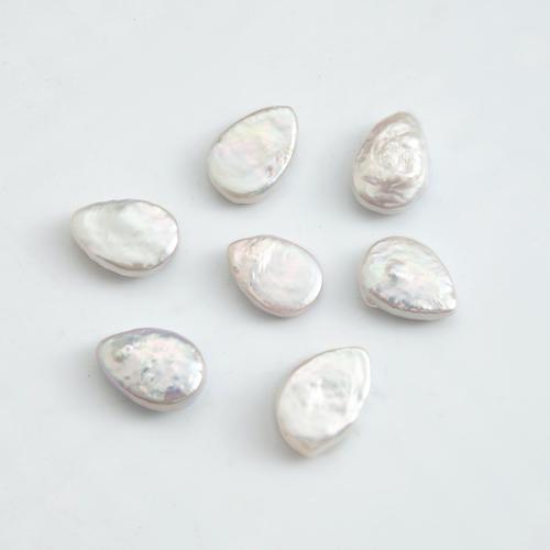 Ferskvandsperle Bead, Teardrop, ingen hul, hvid, 13x9mm, Solgt af PC