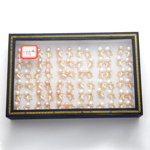 Natürliche kultivierte Süßwasserperlen Ohrstecker, mit Legierung, goldfarben plattiert, Modeschmuck, keine, 20x20mm, 36/Box, verkauft von Box