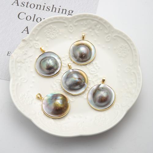 Freshwater Pearl Pendant with Alloy & White Shell Round gold color plated fashion jewelry Sold By PC