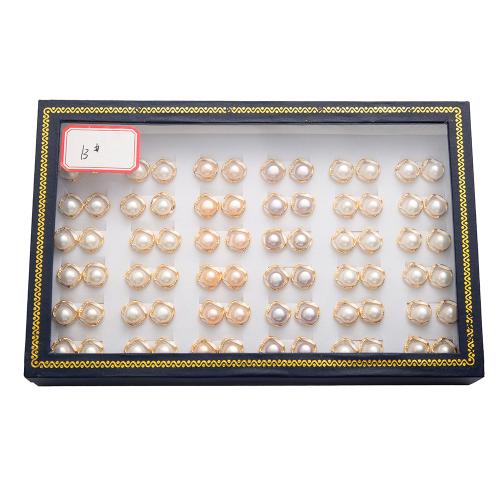 Natürliche kultivierte Süßwasserperlen Ohrstecker, mit Legierung, goldfarben plattiert, Modeschmuck & mit Strass, keine, 10x15x13mm, 36PaarePärchen/Box, verkauft von Box