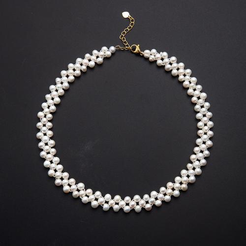 perle d'eau douce cultivée collier, bijoux de mode, blanc, 3.50x11mm, Vendu par PC