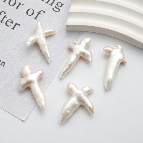 Freshwater Pearl Beads Cross no hole white Sold By PC
