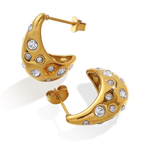 304 Cruach dhosmálta Graí Earring, 18K ór plátáilte, jewelry faisin & do bhean & le rhinestone, Díolta De réir Péire