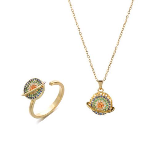 Brass Jewelry Set gold color plated & for woman & with rhinestone multi-colored Sold By PC