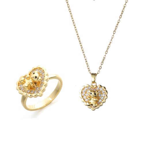 ottone set di gioielli fashion, girevole & stili diversi per la scelta & Micro spianare cubic zirconia & per la donna, dorato, Venduto da PC