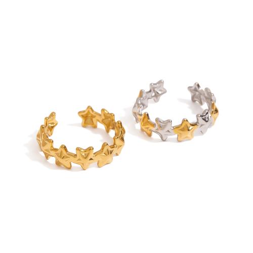 Aço inoxidável 304 Cuff Ring Finger, Estrela, banhado, joias de moda & para mulher, Mais cores pare escolha, vendido por PC