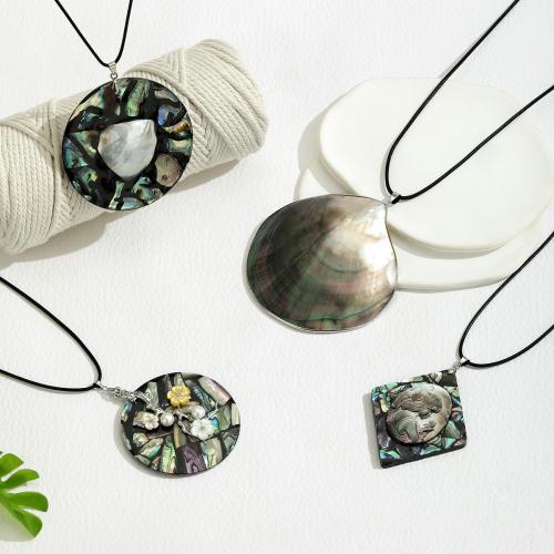 coquille d'ormeau collier, avec corde de cire, bijoux de mode & styles différents pour le choix & pour femme, Vendu par PC