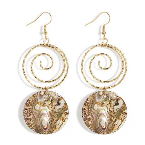 Zinc Alloy Drop Earring with Abalone Shell fashion jewelry & for woman & hollow golden Sold By Pair