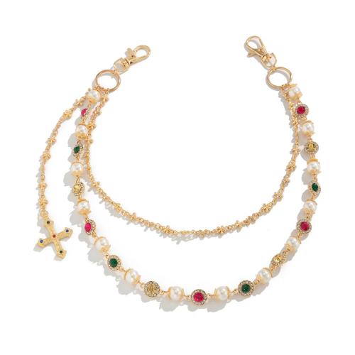 Sinc Alloy slabhra waist, le rhinestone aicrileach & Pearl Plaisteacha, Ciseal Dúbailte & stíleanna éagsúla do rogha & do bhean, dathanna níos mó le haghaidh rogha, Díolta De réir PC