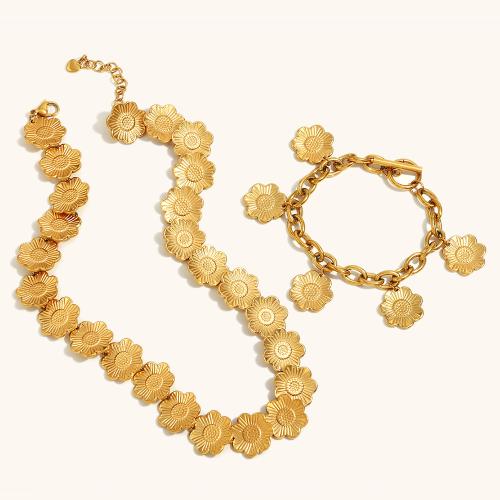 304 roestvrij staal Sieraden set, 18K verguld, mode sieraden & verschillende stijlen voor de keuze & voor vrouw, Verkocht door PC