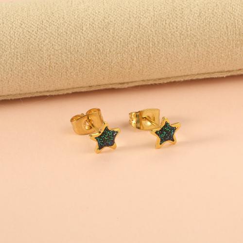 Boucle d'oreille de gaujon en acier inoxydable, Acier inoxydable 304, Placage, styles différents pour le choix & pour femme & autocollant époxyde, plus de couleurs à choisir, Vendu par paire
