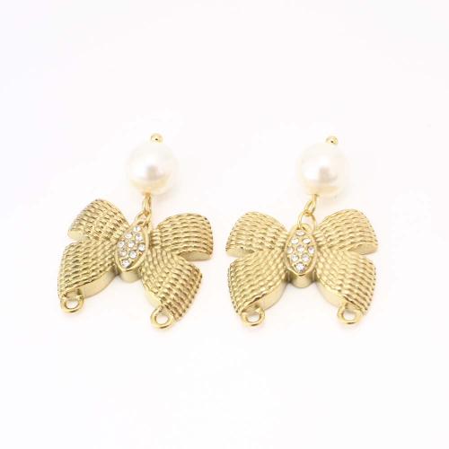 304 acciaio inox pendente, DIY & Micro spianare cubic zirconia, dorato, Venduto da PC
