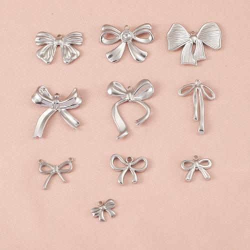 Rostfritt stål Smycken Hängen, 304 rostfritt stål, Bowknot, silver pläterad, DIY & olika stilar för val, silver, Säljs av PC