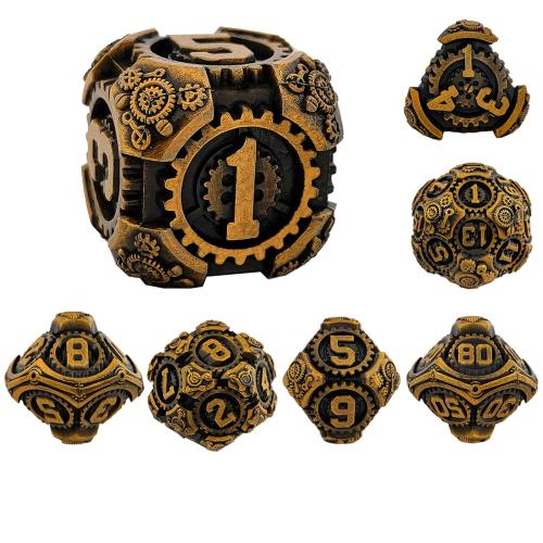Zinc Alloy Dice plated 7 pieces & Unisex Sold By Set