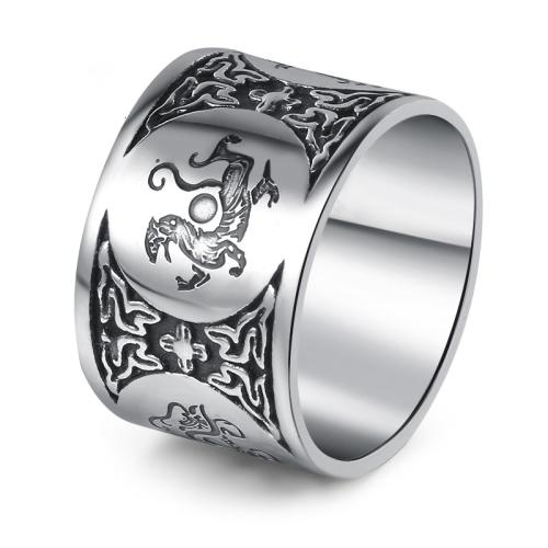 Acier inoxydable 304 bague, normes différentes pour le choix & pour homme & noircir, couleur originale, Taille:7-13, Vendu par PC