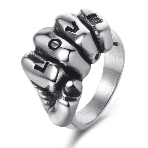 Acier inoxydable 304 bague, normes différentes pour le choix & pour homme & noircir, couleur originale, Taille:7-13, Vendu par PC