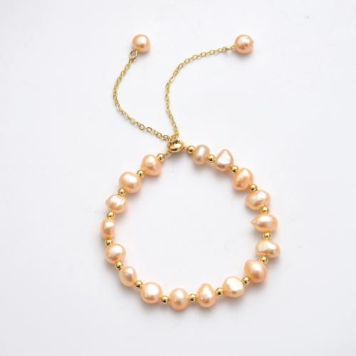 perle d'eau douce cultivée bracelet, avec alliage de zinc, Irrégulière, Placage de couleur d'or, bijoux de mode, plus de couleurs à choisir, Diamètre intérieur:Environ 60mm, Vendu par PC
