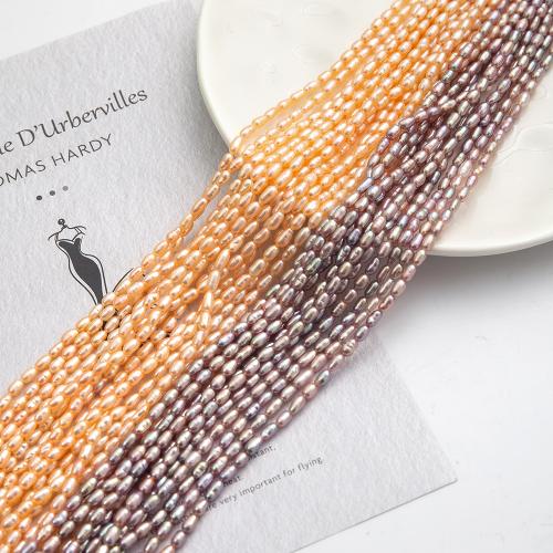 Rice ferskvandskulturperle Beads, Ferskvandsperle, Ris, du kan DIY, flere farver til valg, 3.50x3mm, Indvendig diameter:Ca. 60mm, Solgt af PC