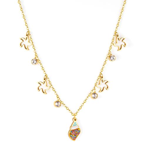 Rhinestone Jewelry Sets 304 Stainless Steel gold color plated & for woman & enamel & with rhinestone Sold By PC
