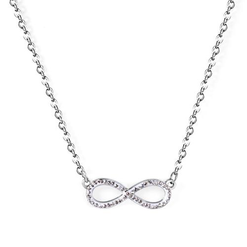 Stainless Steel Jewelry Necklace 304 Stainless Steel plated for woman & with rhinestone & hollow original color Sold By PC