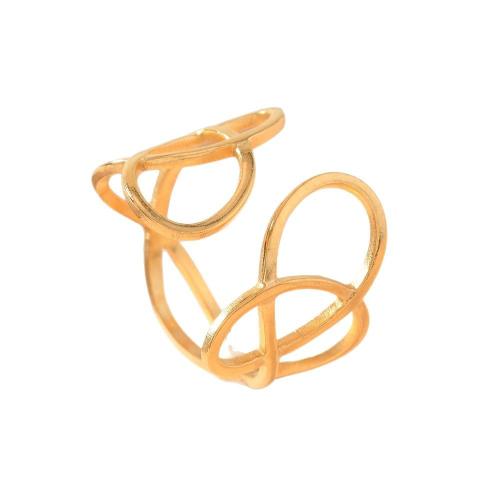 304 Nerūdijantis plienas Cuff Finger Ring, padengtą, Bižuterijos & unisex & tuščiaviduris, aukso, Dydis:7, Pardavė PC