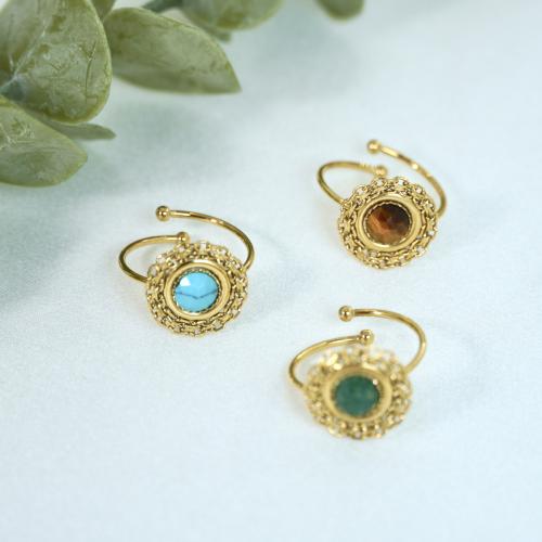 304 Cruach dhosmálta Ring Finger Oscailte, le Gemstone, plátáilte, jewelry faisin, dathanna níos mó le haghaidh rogha, Díolta De réir PC