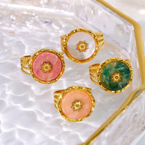 304 Cruach dhosmálta Ring Finger Oscailte, le Gemstone, plátáilte, jewelry faisin, dathanna níos mó le haghaidh rogha, Díolta De réir PC