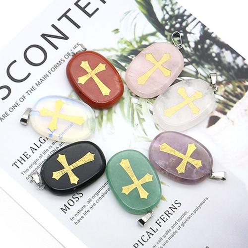 Gemstone Pendants Jewelry with Iron Flat Round mirror polish DIY Sold By PC