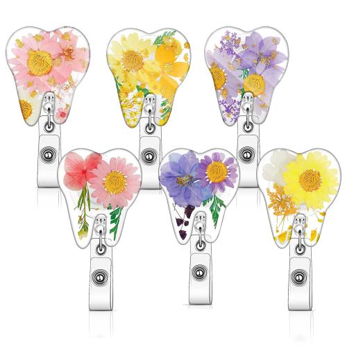 Acrylic Badge Holder with Dried Flower Tooth stretchable & Unisex Sold By PC