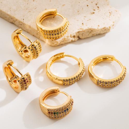 Koper Huggie Hoop Earring, gold plated, verschillende stijlen voor de keuze & voor vrouw & met strass, 10x20mm, Verkocht door pair