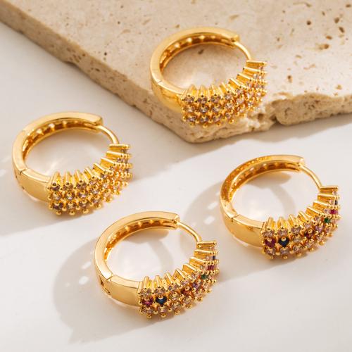 Cobre Anilla Aro Pendiente, chapado en color dorado, para mujer & con diamantes de imitación, más colores para la opción, 20x20mm, Vendido por Par
