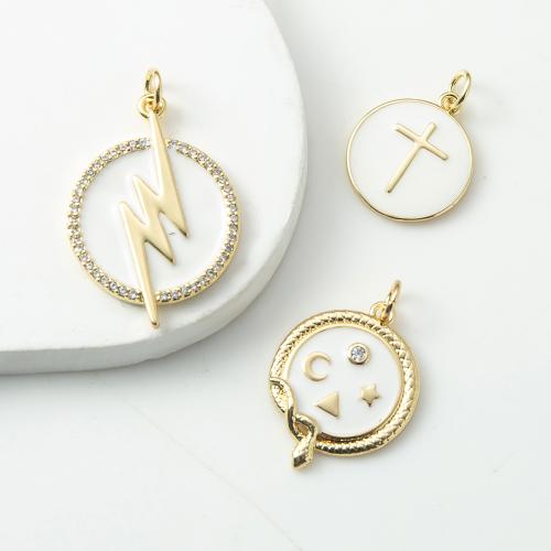 Kubické zirkonie Mikro dláždí mosaz s přívěskem, módní šperky & micro vydláždit kubické zirkony & smalt, více barev na výběr, nikl, olovo a kadmium zdarma, 15x1.90x20.70mm, Prodáno By PC