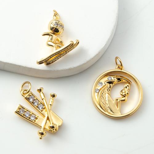 Cubique Pendentif en laiton zircon pavent, Placage, bijoux de mode & pavé de micro zircon, plus de couleurs à choisir, protéger l'environnement, sans nickel, plomb et cadmium, 18.80x3x24.50mm, Vendu par PC