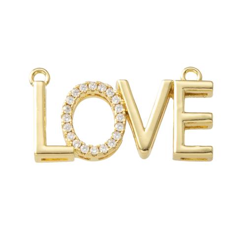 Cubique Pendentif en laiton zircon pavent, Placage, bijoux de mode & pavé de micro zircon, doré, protéger l'environnement, sans nickel, plomb et cadmium, 26x3.70x13.70mm, Vendu par PC