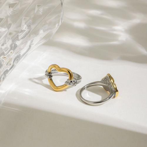 Vinger Ring in edelstaal, 304 roestvrij staal, plated, verschillende stijlen voor de keuze & voor vrouw & two tone, Verkocht door PC