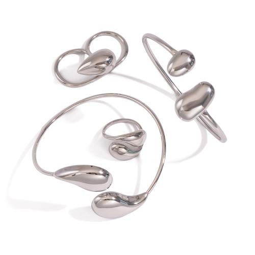 Fashion Stainless Steel Jewelry Sets 304 Stainless Steel plated fashion jewelry & for woman original color Sold By PC