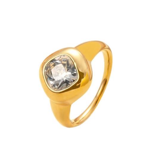 Gemstone Finger Ring, 304 rostfritt stål, med Natursten, guldfärg pläterade, mode smycken & olika storlek för val & för kvinna, fler färger för val, Säljs av PC