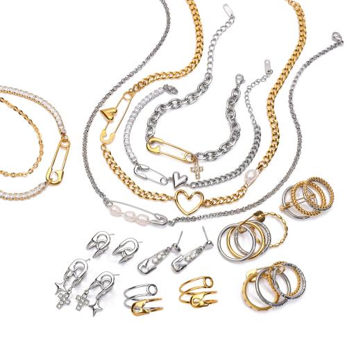 Set od nehrđajućeg čelika u obliku struke, 304 nehrđajućeg čelika, pozlaćen, različitih stilova za izbor & za žene & s Rhinestone, Prodano By PC