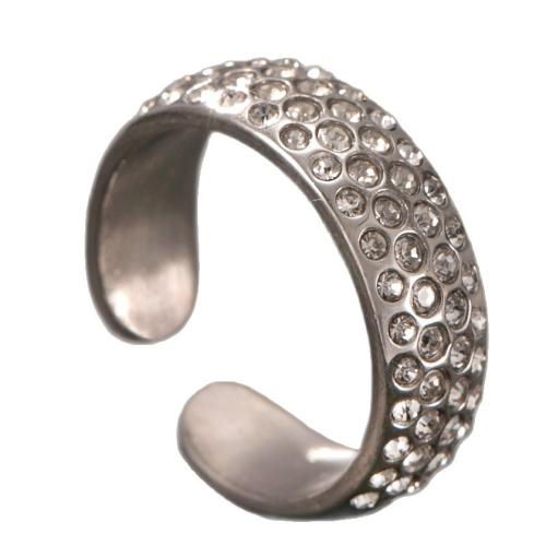 Rhinestone-Edelstahl -Finger-Ring, 304 Edelstahl, plattiert, Modeschmuck & unisex & mit Strass, originale Farbe, verkauft von PC