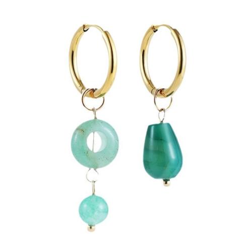 304 roestvrij staal Drop Earring, met Natuursteen, gold plated, mode sieraden & verschillende materialen voor de keuze & voor vrouw, Verkocht door pair